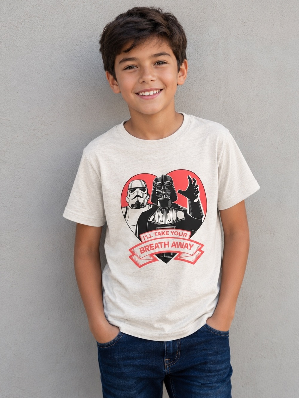 Star Wars Kids Tee White with Black and Red Graphic